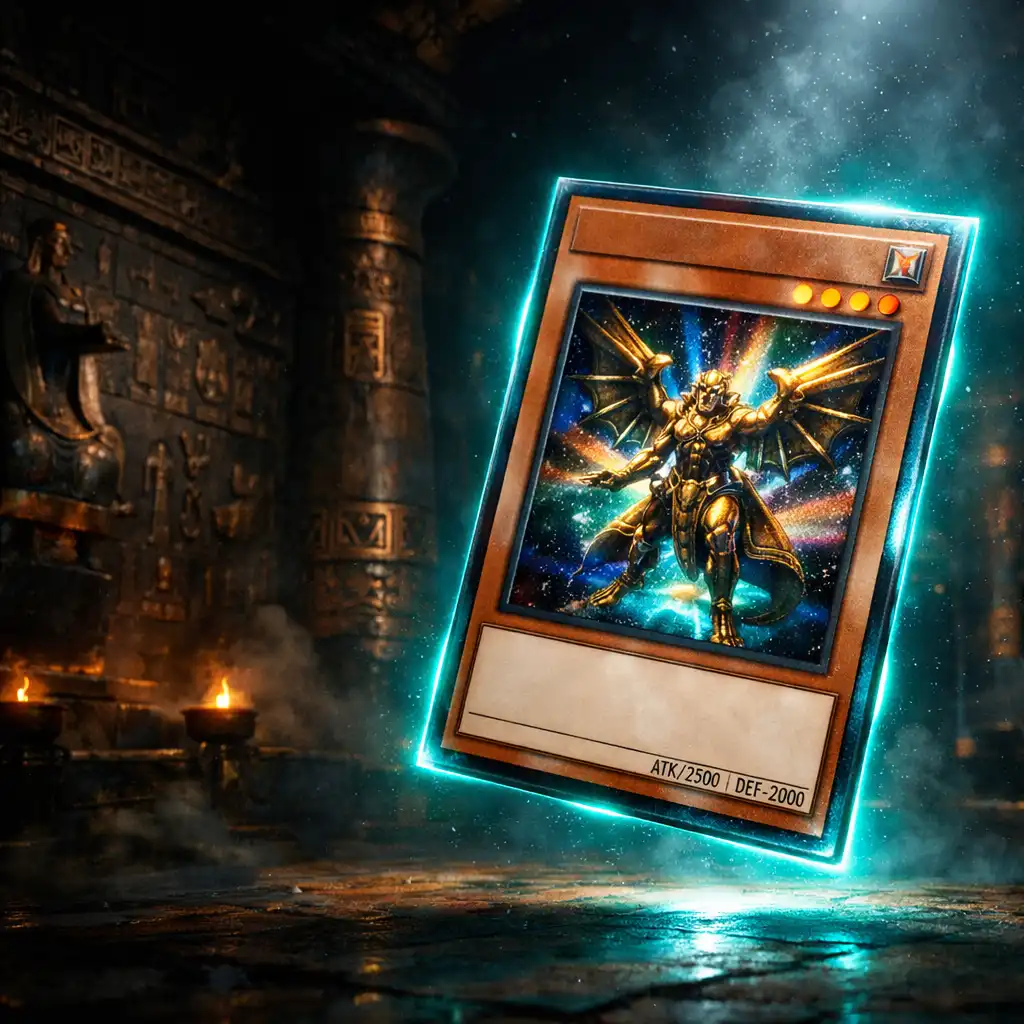 Izzó Yu-Gi-Oh! kártya egy misztikus egyiptomi templomban, a Solo Mode történetvezérelt hangulatát idézve